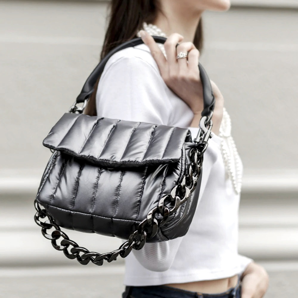 The super popular Think Royln ‘Bar Bag’ in “Pearl Grey.”